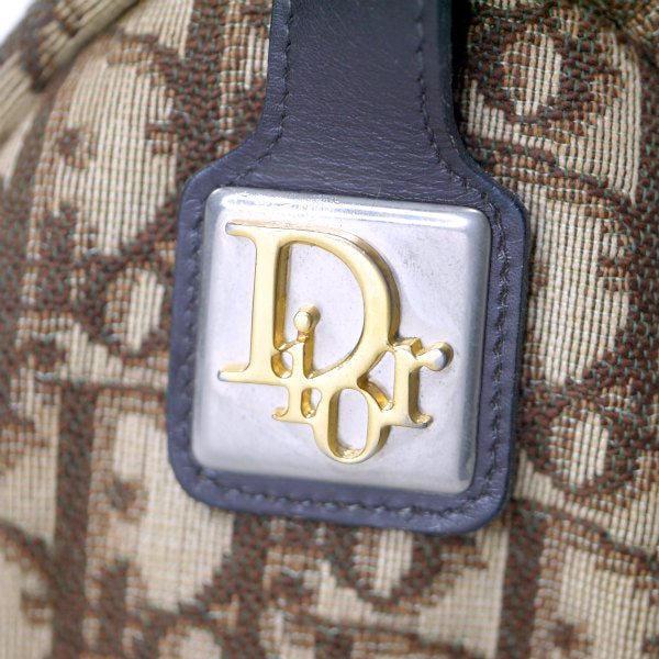 Old Dior　トロッター柄 筒型2WAYバッグ（茶）