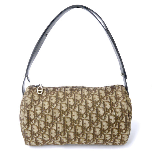 Old Dior　トロッター柄 筒型2WAYバッグ（茶）