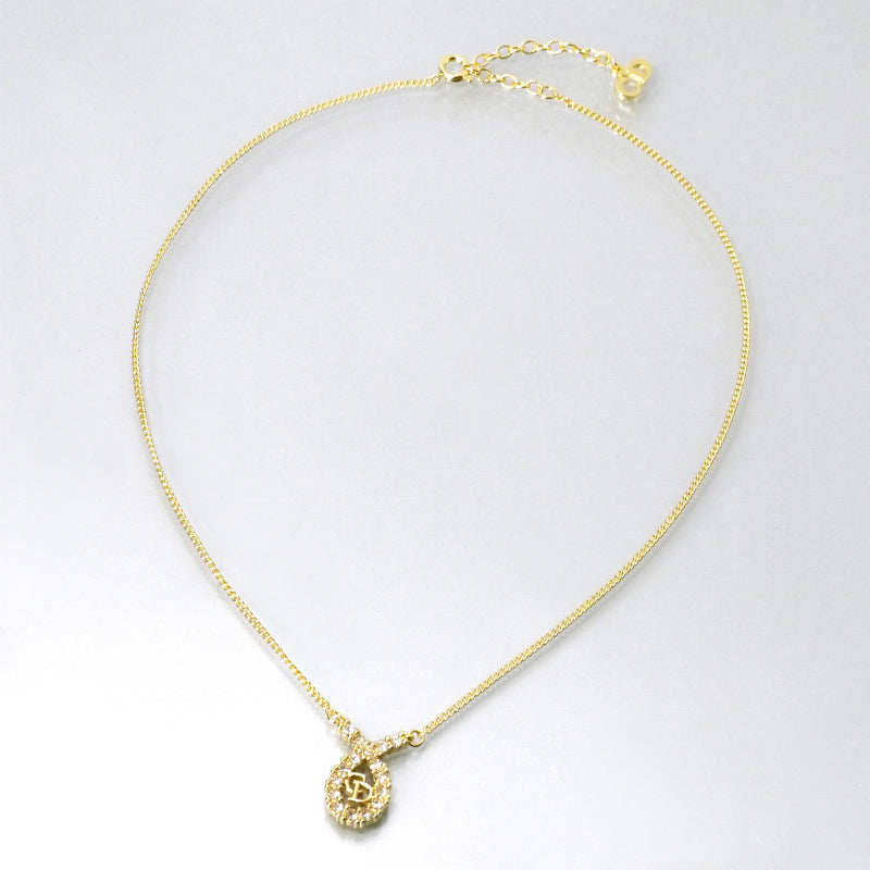 C.Dior　CDロゴ×ジルコニアネックレス（ゴールド）