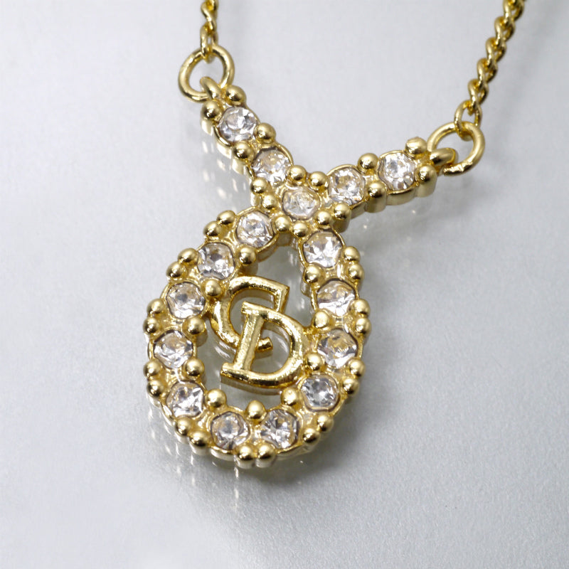 C.Dior　CDロゴ×ジルコニアネックレス（ゴールド）