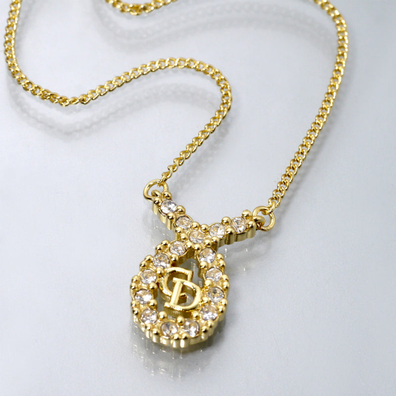 C.Dior　CDロゴ×ジルコニアネックレス（ゴールド）