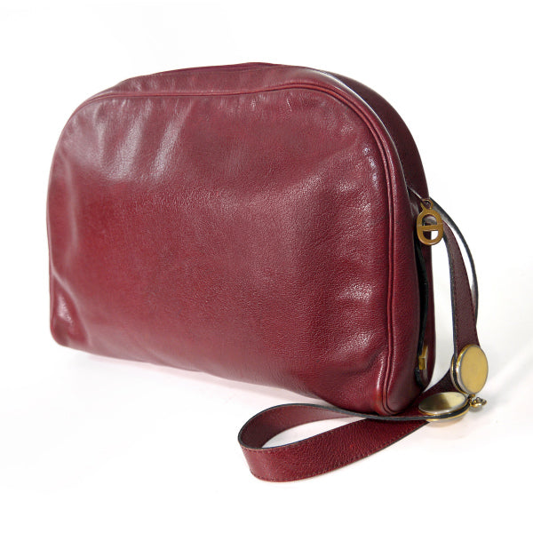 Old Dior 半円CDロゴ大型ショルダー（ボルドー）