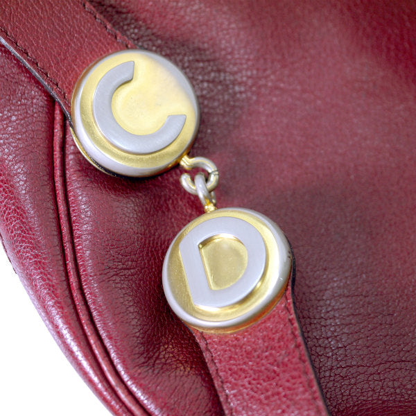 Old Dior 半円CDロゴ大型ショルダー（ボルドー）