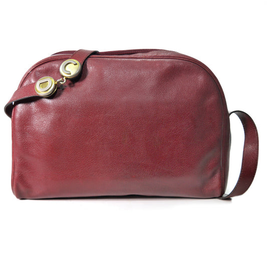 Old Dior 半円CDロゴ大型ショルダー（ボルドー）