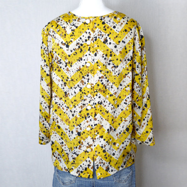 Old Dior ランダムドットとろみシルクブラウス （黄系）