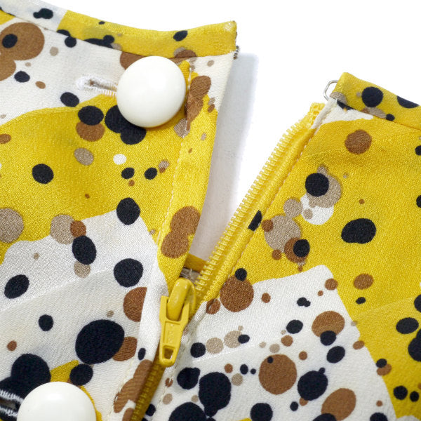 Old Dior ランダムドットとろみシルクブラウス （黄系）