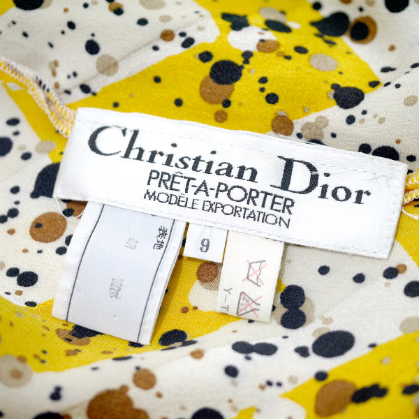 Old Dior ランダムドットとろみシルクブラウス （黄系）