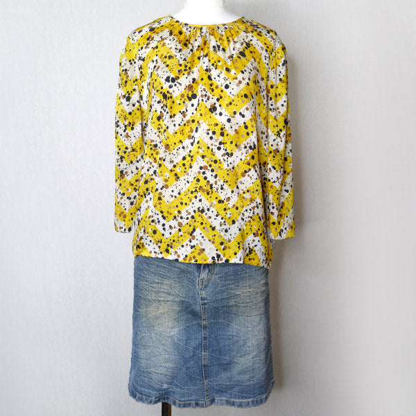 Old Dior ランダムドットとろみシルクブラウス （黄系）