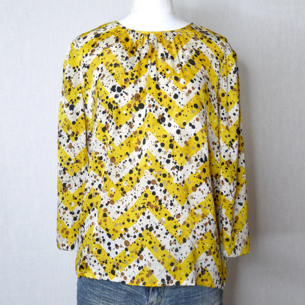 Old Dior ランダムドットとろみシルクブラウス （黄系）