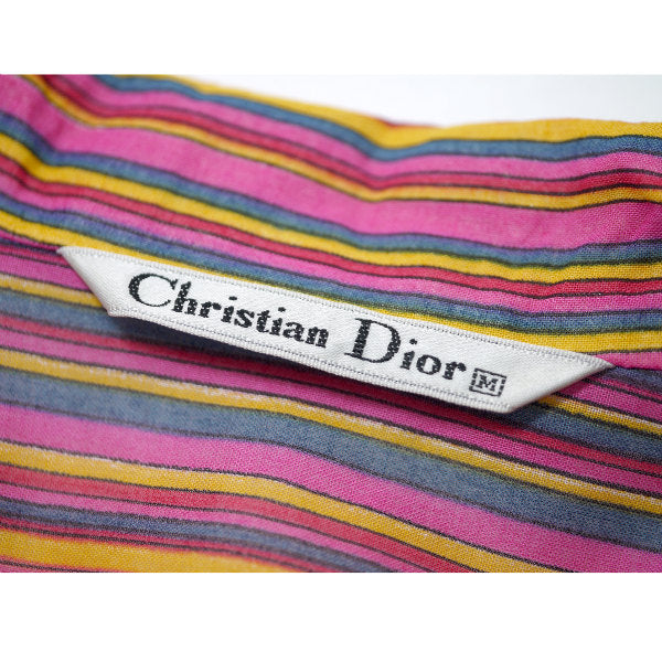 Old Dior マルチボーダーシルクブラウス （ピンク系）