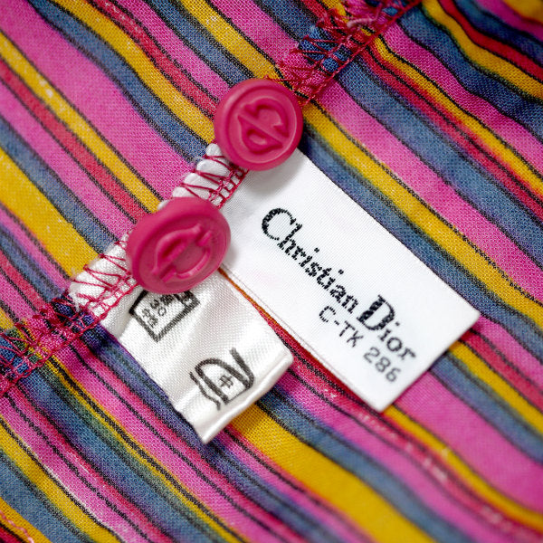 Old Dior マルチボーダーシルクブラウス （ピンク系）