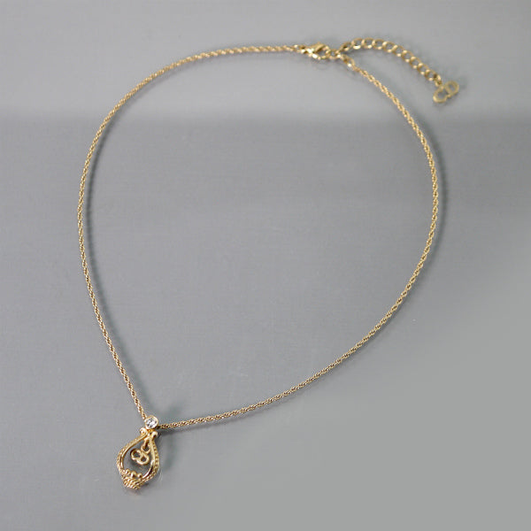 C.Dior　CDモチーフ×ジルコニア ネックレス（ゴールド）