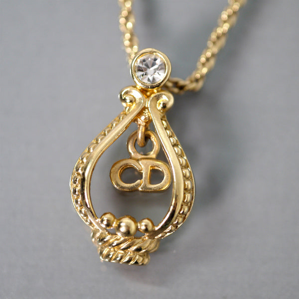 C.Dior　CDモチーフ×ジルコニア ネックレス（ゴールド）