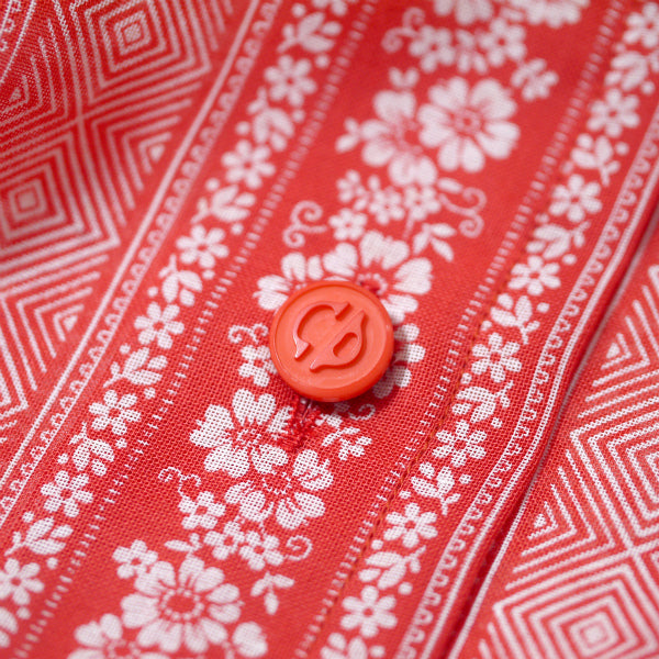 Old Dior フラワー＆幾何学模様コットンブラウス（赤）