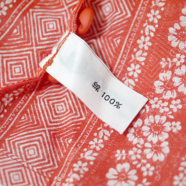 Old Dior フラワー＆幾何学模様コットンブラウス（赤）