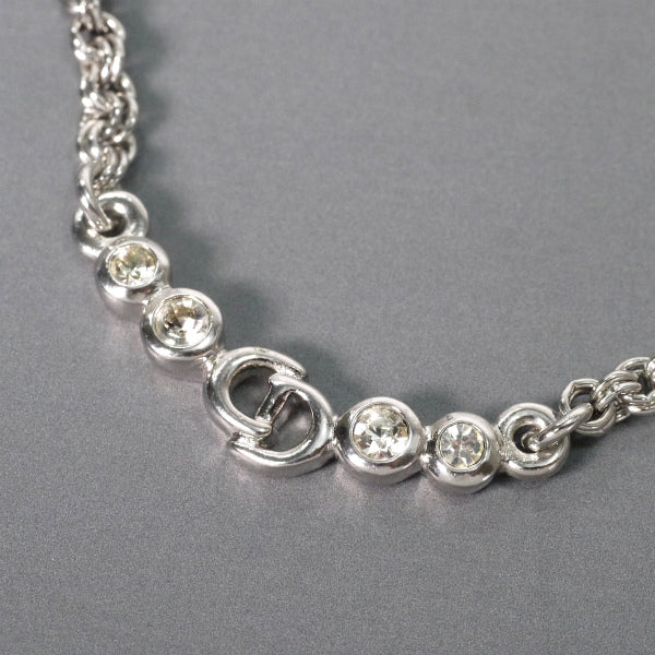 C.Dior CDロゴ×ジルコニア ネックレス（シルバー）