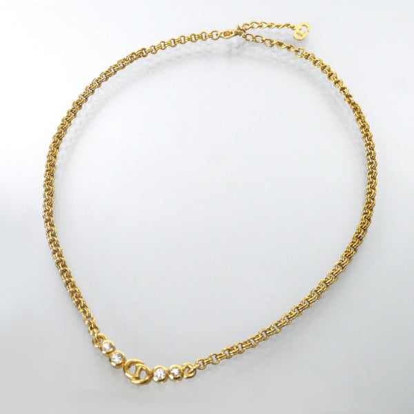 C.Dior CDロゴ×ジルコニア ネックレス（ゴールド）