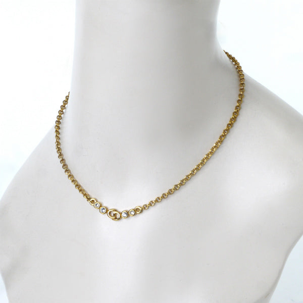 C.Dior CDロゴ×ジルコニア ネックレス（ゴールド）