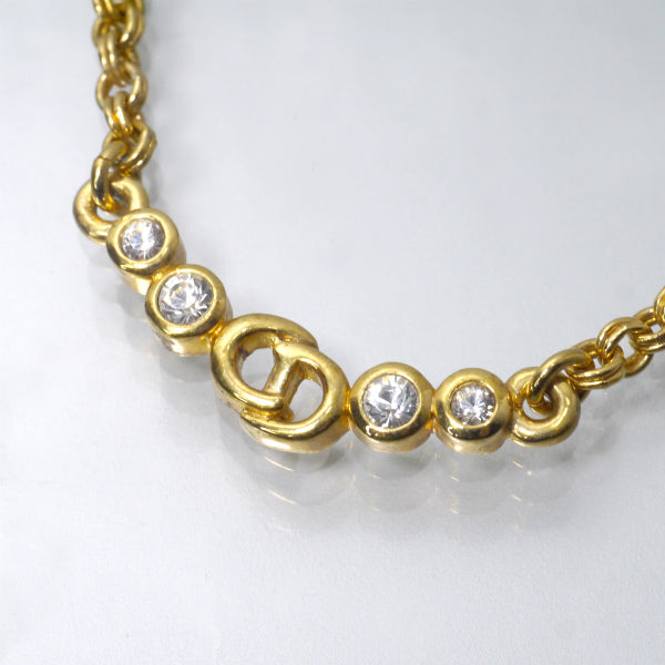 C.Dior CDロゴ×ジルコニア ネックレス（ゴールド）