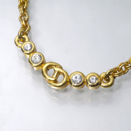C.Dior CDロゴ×ジルコニア ネックレス（ゴールド）