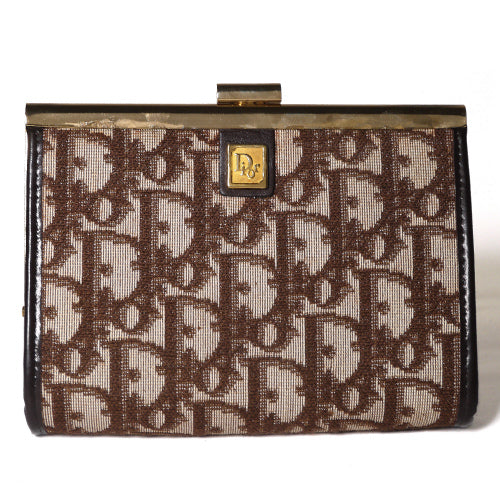 Old Dior　トロッター柄　がま口ポーチ（茶）