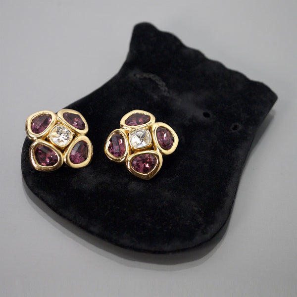 Old Dior フラワーストーンイヤリング