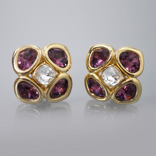 Old Dior フラワーストーンイヤリング