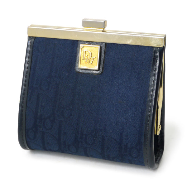 Old Dior トロッター柄がま口ミニポーチ（紺）