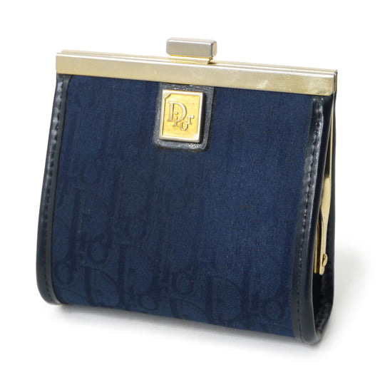 Old Dior トロッター柄がま口ミニポーチ（紺）