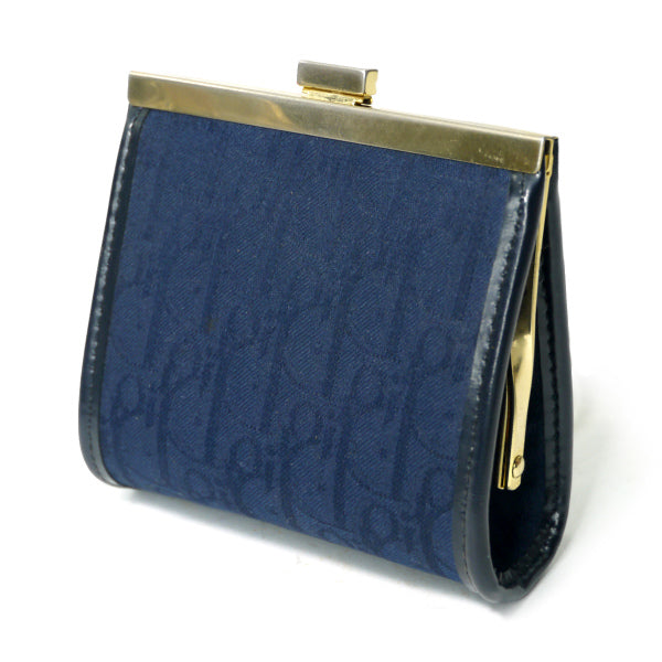 Old Dior トロッター柄がま口ミニポーチ（紺）