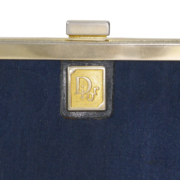 Old Dior トロッター柄がま口ミニポーチ（紺）