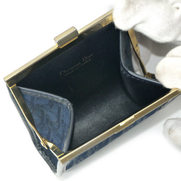 Old Dior トロッター柄がま口ミニポーチ（紺）