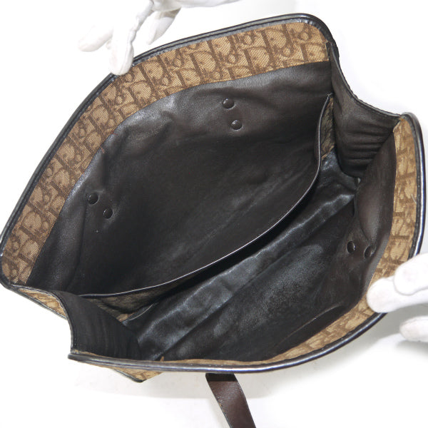 OLD Dior トロッター柄CDロゴA4トートバッグ（茶）