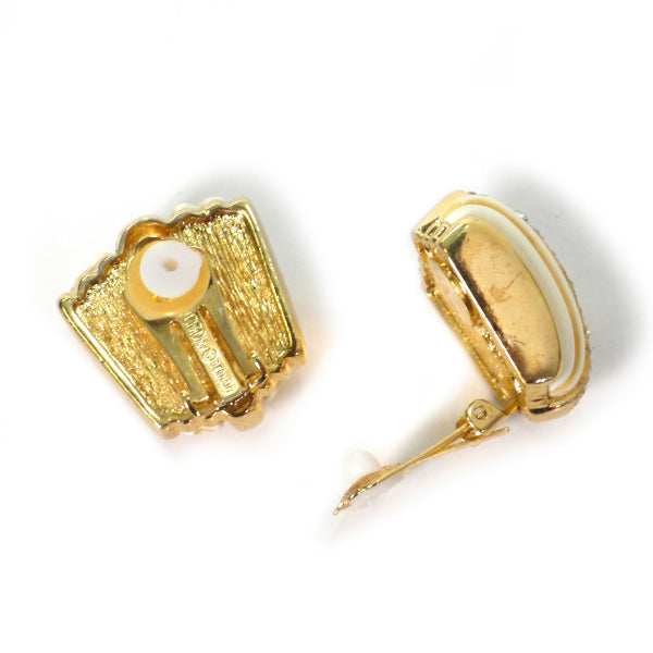 Old Dior Vintageジルコニア×ホワイト イヤリング