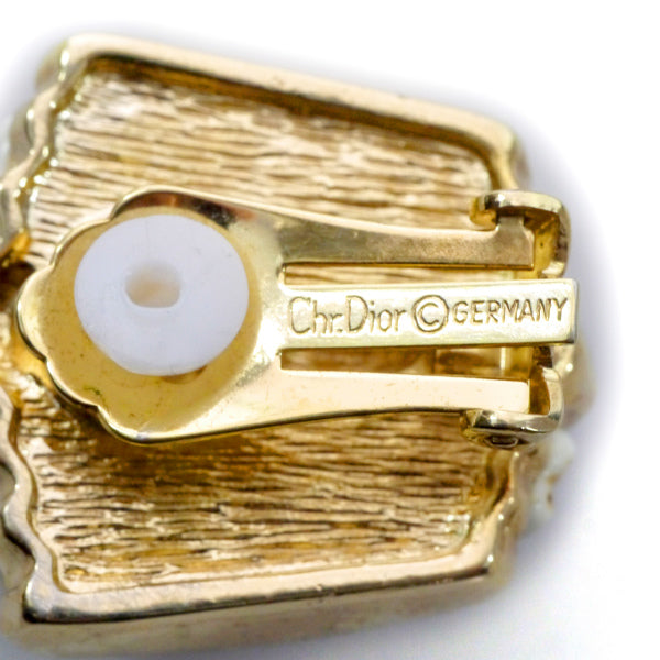 Old Dior Vintageジルコニア×ホワイト イヤリング
