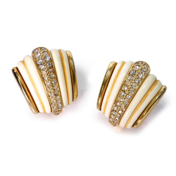 Old Dior Vintageジルコニア×ホワイト イヤリング