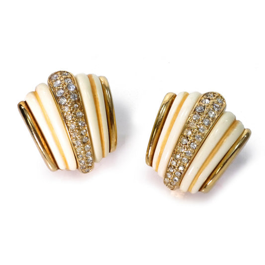 Old Dior Vintageジルコニア×ホワイト イヤリング