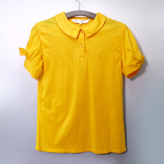 Old Dior 袖結びコットン ポロシャツ（黄）