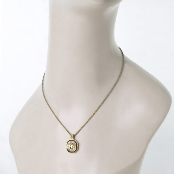 Dior クリスチャンディオール ネックレス ブラック ゴールド オクタゴン型 Dior クリスチャンディオール ネックレス ブラック ゴールド