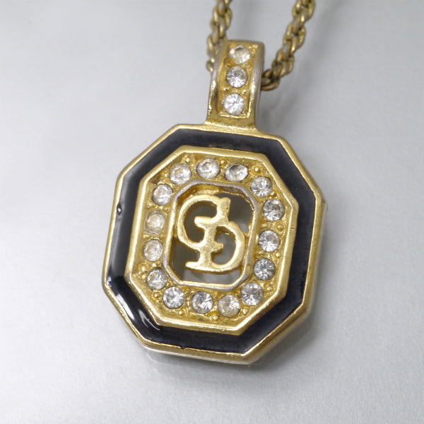 C.Dior　オクタゴン型ネックレス（ジルコニア×ゴールド×ブラック）