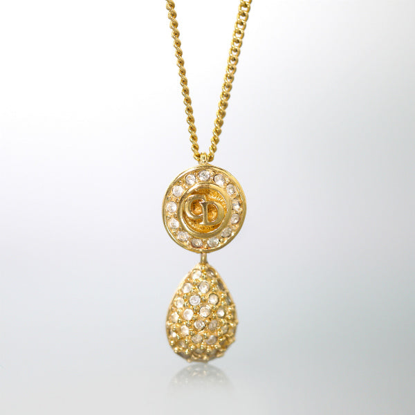 OLD Dior ドロップ型CDロゴ ネックレス（ゴールド）