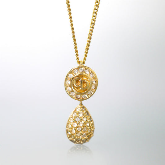 OLD Dior ドロップ型CDロゴ ネックレス（ゴールド）