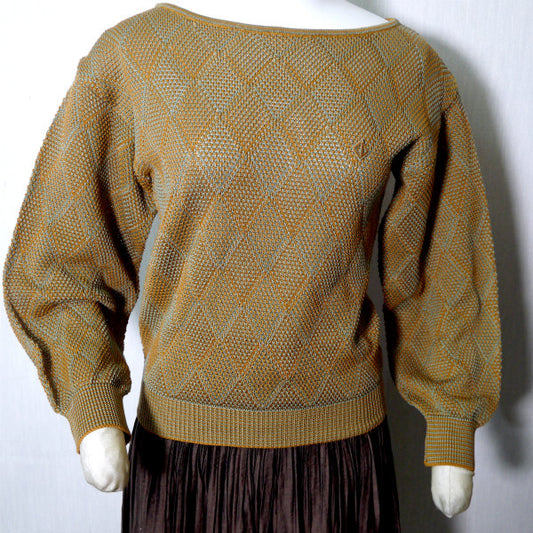 Christian Dior ダイヤ格子柄ワッフルニット（オレンジ）