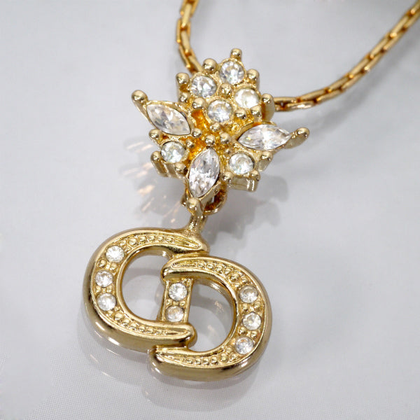 OLD Dior　CDロゴ ジルコニアネックレス（ゴールド）
