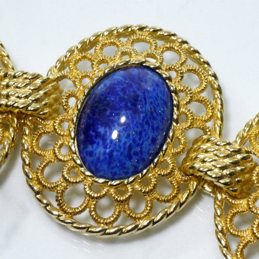 C.Dior　ラピスラズリ 天然石ブレスレット（ゴールド）