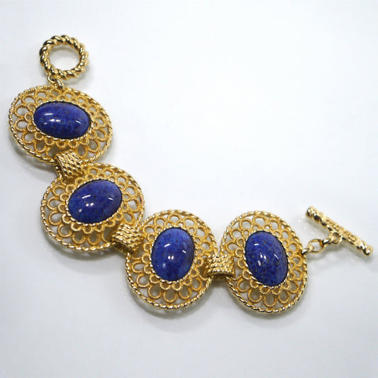 C.Dior　ラピスラズリ 天然石ブレスレット（ゴールド）