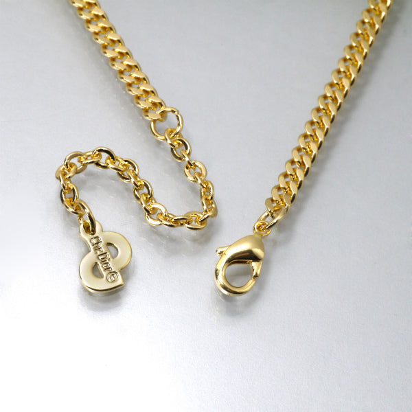 C.Dior　ジルコニア×ブラック ロゴネックレス（ゴールド）