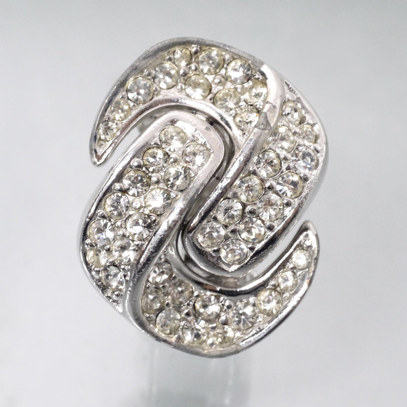 C.Dior　ラインストーンイヤリング（シルバー）