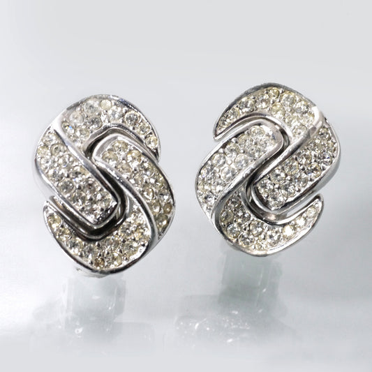 C.Dior　ラインストーンイヤリング（シルバー）