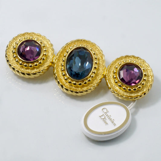 OLD Dior　カラーストーン付きブローチ（ゴールド）